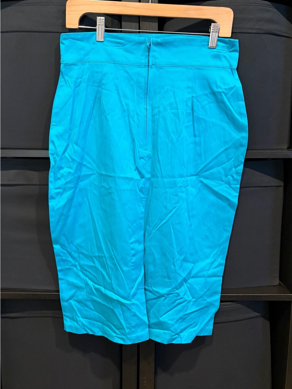 Pinup Couture Turquoise Blue Satin Pencil Skirt Size L NWOT - Picture 2 of 4